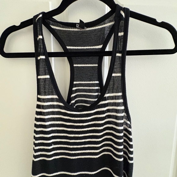 Black & White Striped Racerback Tank Top | Lightweight & Semi-Sheer - Size M - Picture 4 of 4